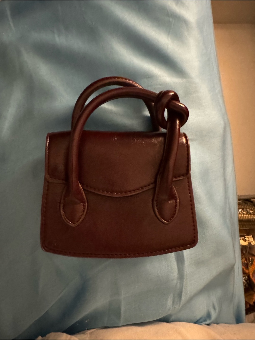 Zara Mini Knot-Handle Handbag in Burgundy